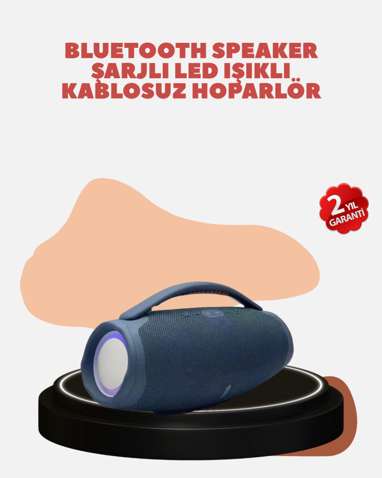 Renkli LED Efektli Suya Dayanıklı Taşınabilir Kablosuz Hoparlör - Lisinya
