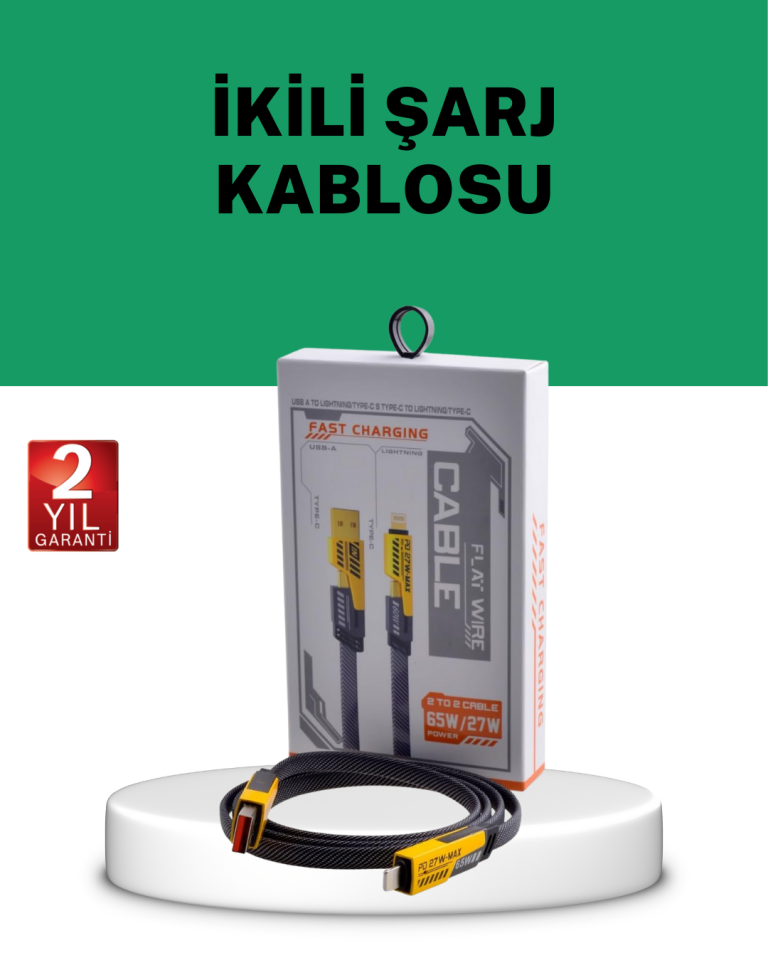 YamanHobi 65W 4'ü 1 Arada Şarj Kablosu USB-C USB-A Örgülü Kablo