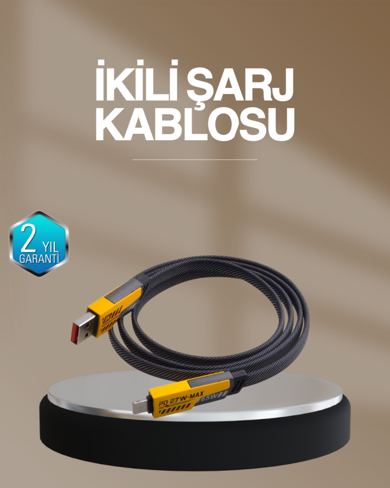 YamanHobi 65W 4'ü 1 Arada Hızlı Şarj Kablosu USB-C ve USB-A Örgülü Data Kablosu