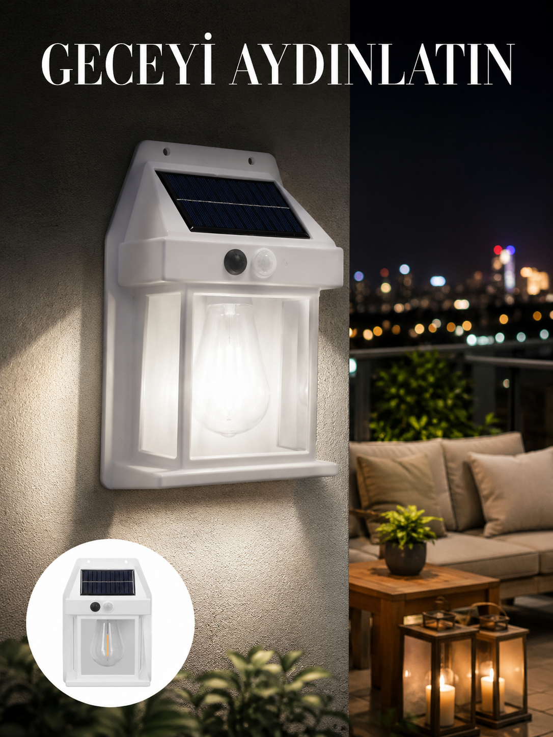 1800 mAh Pilli Solar Duvar Aydınlatma Yeni Nesil - Lisinya