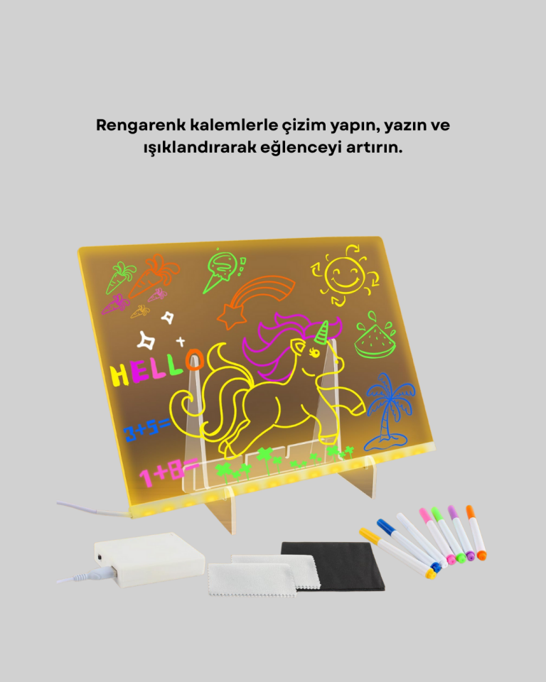 Yaratıcı Çizim ve Mesajlar İçin LED Işıklı Renkli Tahta - Lisinya