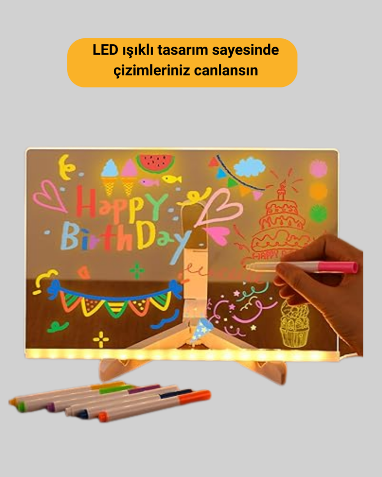 Yaratıcı Çizim ve Mesajlar İçin LED Işıklı Renkli Tahta - Lisinya