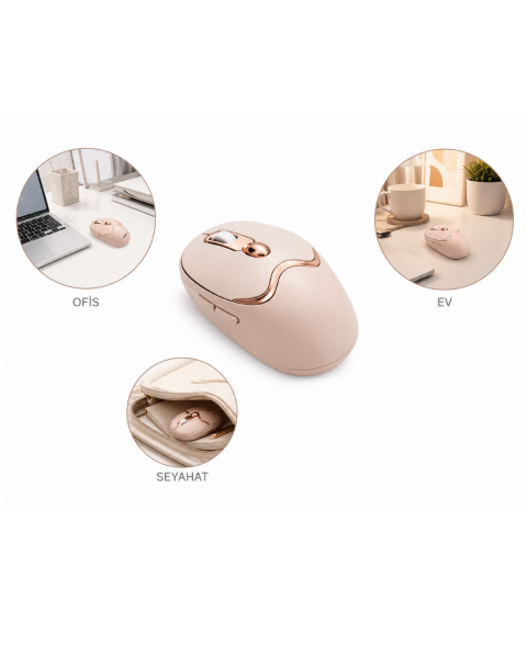 Ofis ve Laptop Kullanımına Uygun Şarjlı Wireless Mouse Sessiz Tuşlu - Lisinya