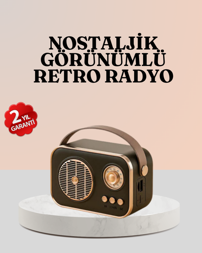 YamanHobi Nostaljik Bluetooth Radyo USB TF Kartlı Kahverengi