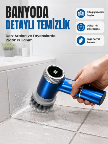 Kablosuz Elektrikli Döner Temizlik Fırçası ile Zorlu Kirleri Kolayca Temizleyin - Lisinya