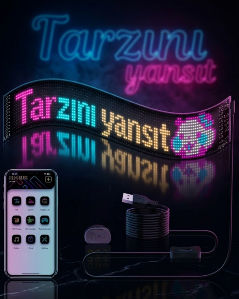 RGB LED Matrix Panel Esnek Yapı Uygulama Kontrollü Kayan Yazı Ekranı - Lisinya