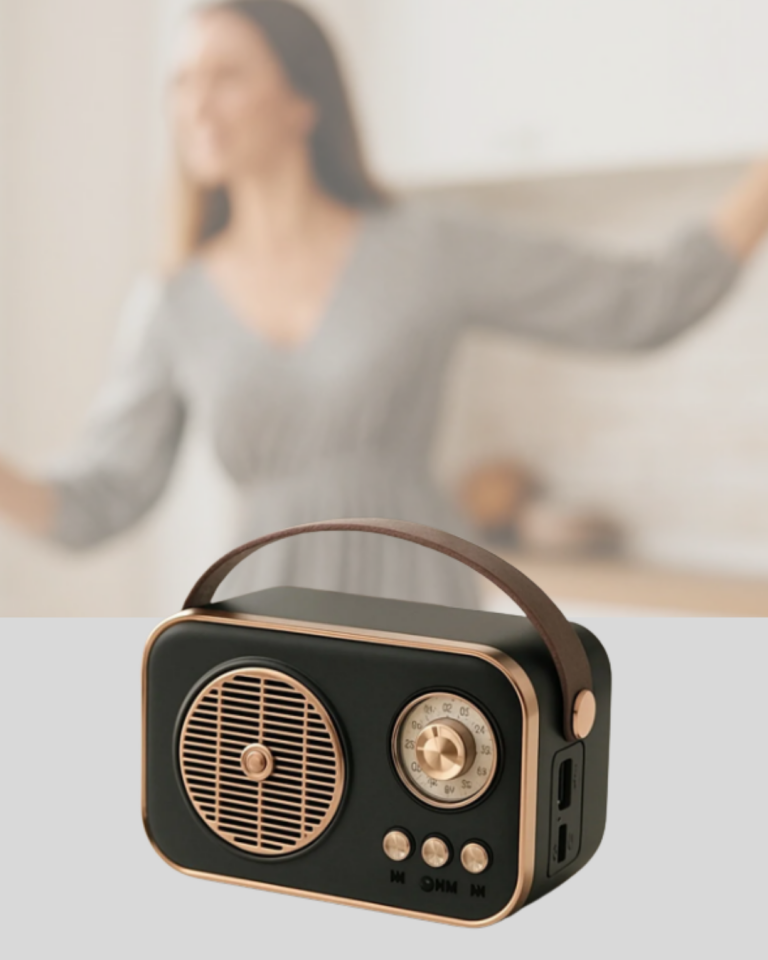YamanHobi Retro Bluetooth Radyo USB TF Kartlı FM Radyolu Kahverengi