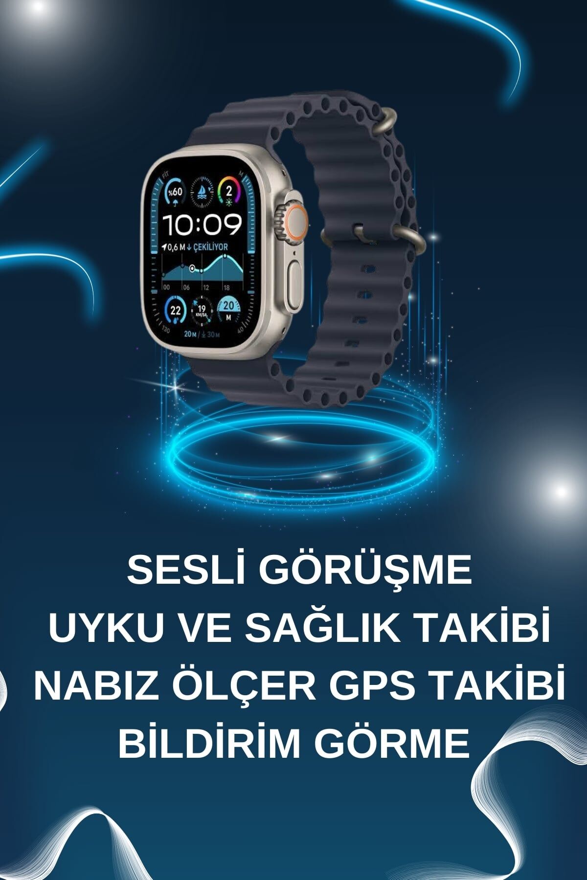 Akıllı Saat Bluetooth Bağlantılı NFC ve GPS Uyumlu Nabız Ölçer Sesli Görüşme - Lisinya