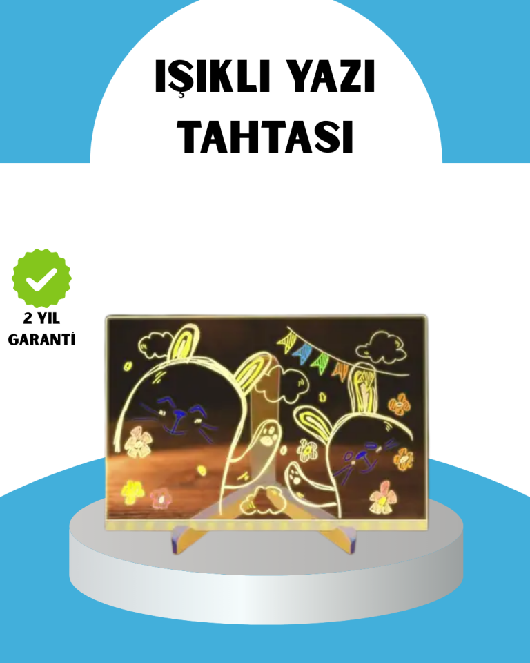 Silinebilir LED Mesaj Tahtası 7 Renkli Kalem Dahil - Lisinya