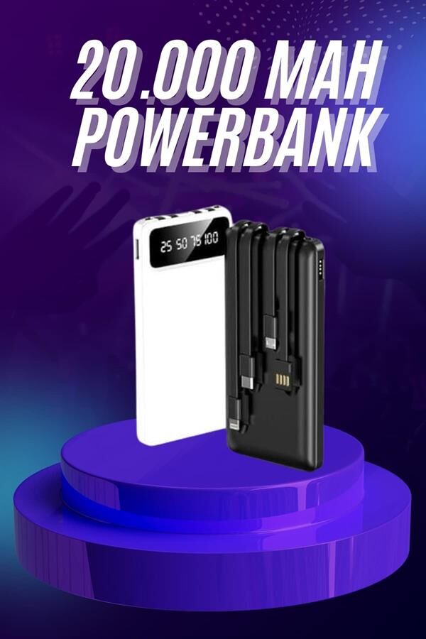 YamanHobi 20000 mAh Powerbank 4 Çıkışlı LED Göstergeli Hızlı Şarjlı Siyah