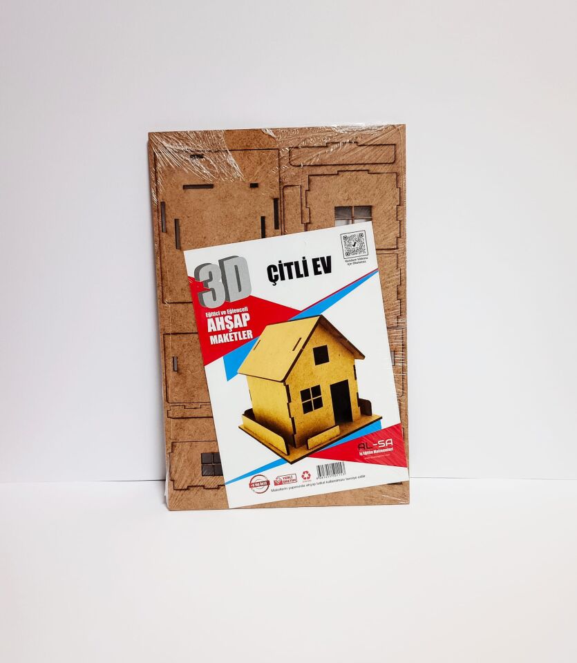 3D Ahşap Maket Çitli Ev