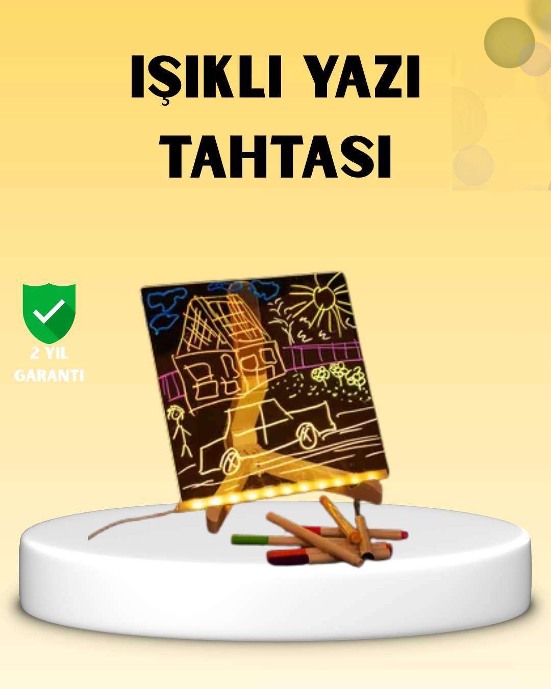 LED Işıklı Akrilik Yazı Tahtası Renkli Kalem Setiyle - Lisinya