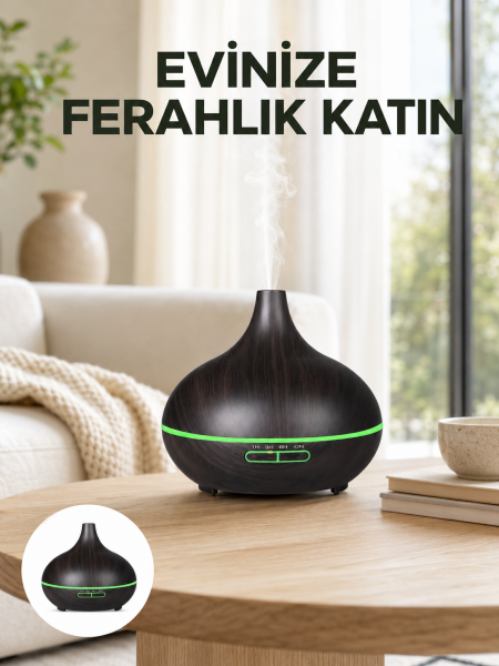 7 Renk Işıklı Ultrasonik Hava Difüzörü – Sessiz ve Güvenli Kullanım Yeni Nesil - Lisinya