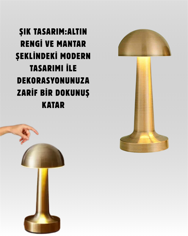 Modern Tasarım Şarjlı Masa Lambası – 1800 mAh Batarya - Lisinya