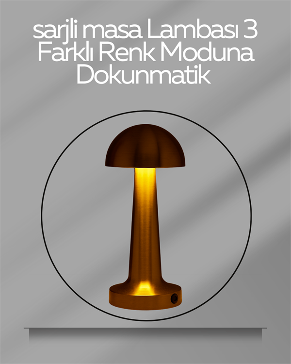YamanHobi Dokunmatik LED Masa Lambası Şarjlı Dimmerli 3 Renk Modlu