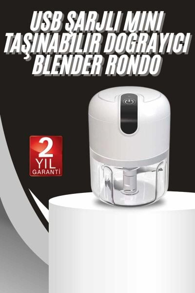 Mini Doğrayıcı Rondo Taşınabilir Mini El Blender Paslanmaz Çelik