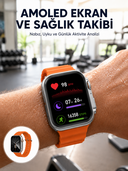 Akıllı Saat Unısex Zarif Görünümlü Titanyum Kasa Amoled Ekran Müzik Dinleme Yeni Nesil - Lisinya