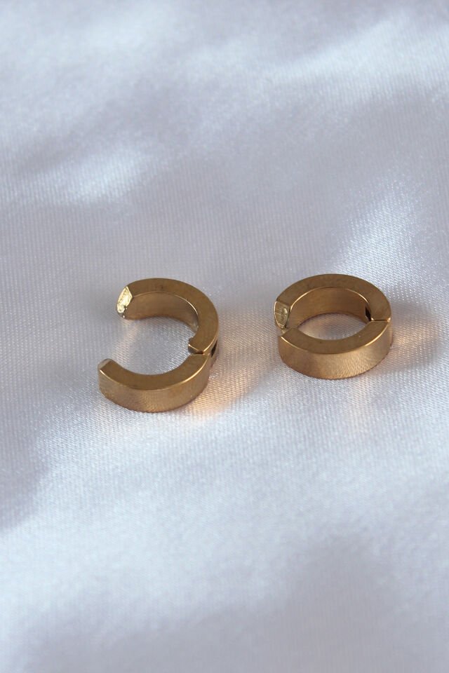 316L Çelik Gold Renk Sıkıştırmalı Erkek Küpe - Lisinya