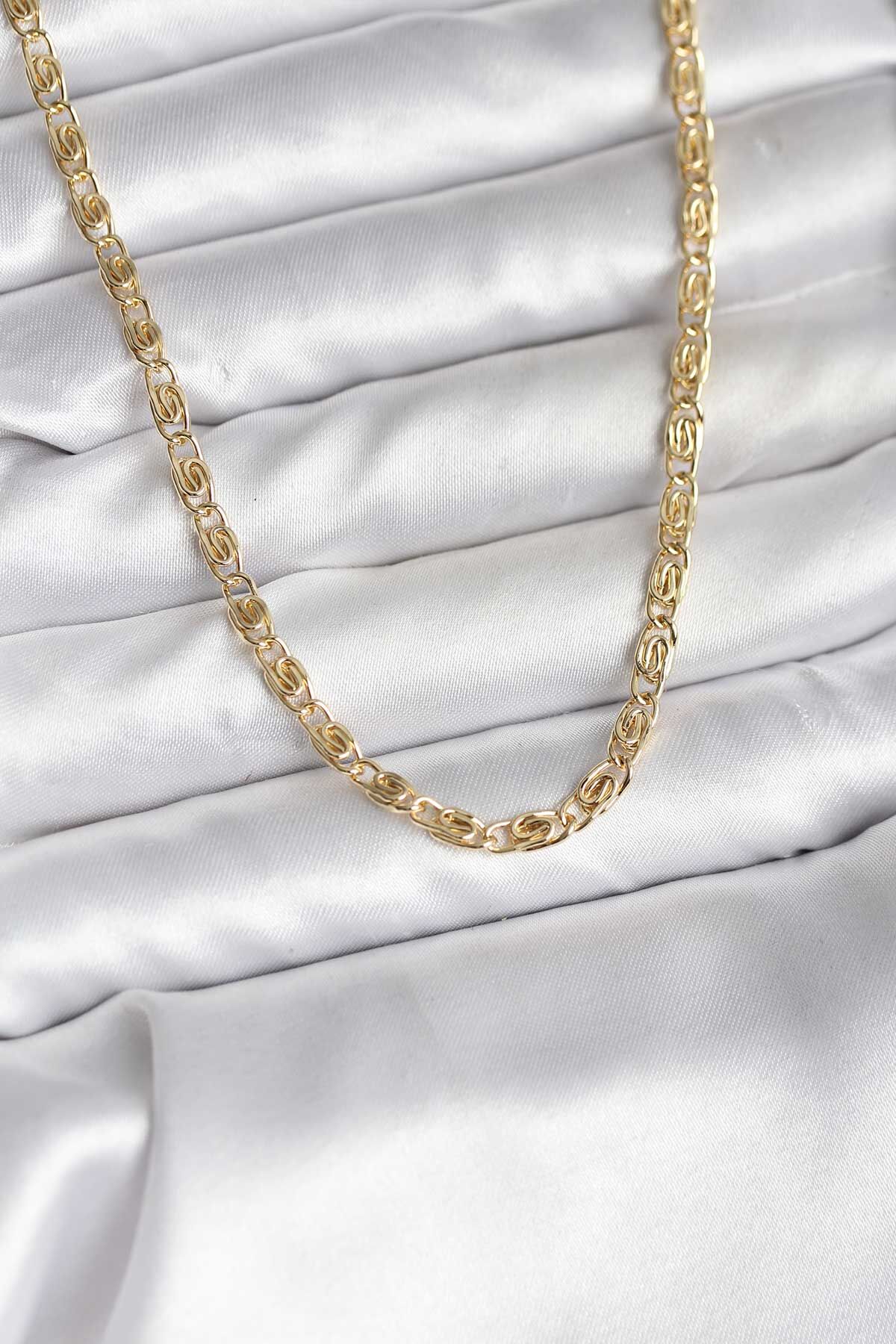 14K Gold Renk Kaplama Zincir Model CM Kadın Kolye - Lisinya