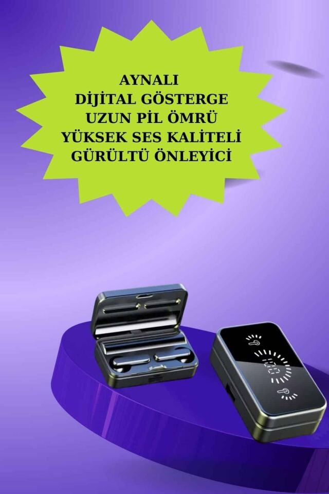 Powerbank Aynalı Bluetooth Kulaklık Ve Akıllı Saat Seti ANC Özelliği Dokunamatik - Lisinya