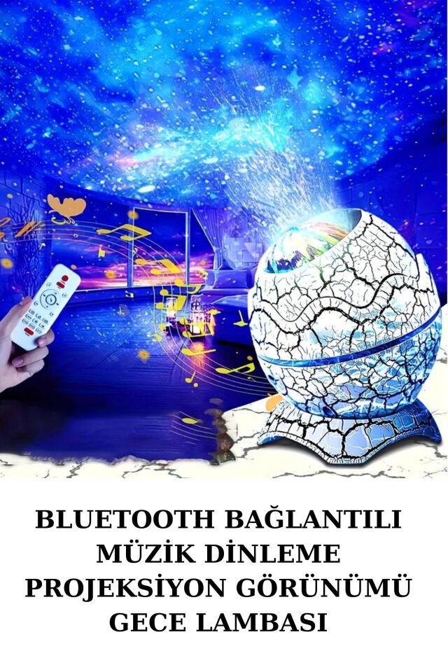 Dinozor Yumurtası Gece Masa Lambası Bluetooth Hoparlör 14 Renk Seçeneği - Lisinya