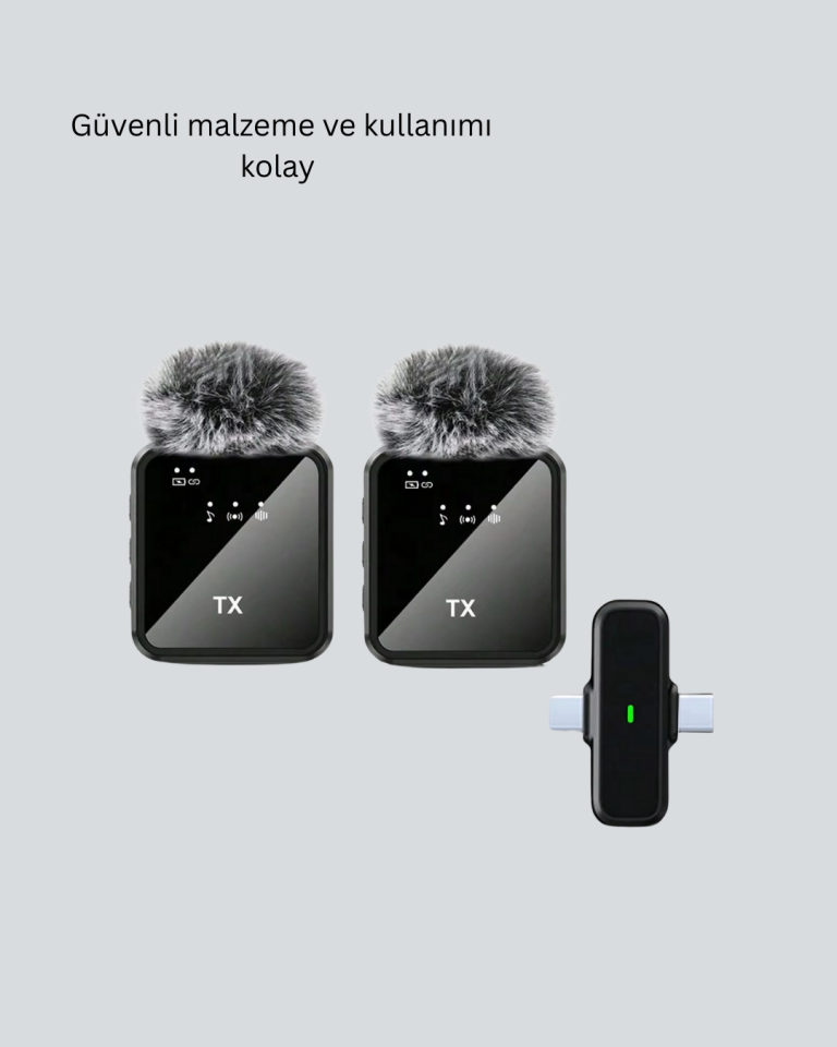 2’li Kablosuz Yaka Mikrofonu Type-C ve Lightning Uyumlu Profesyonel Set - Lisinya