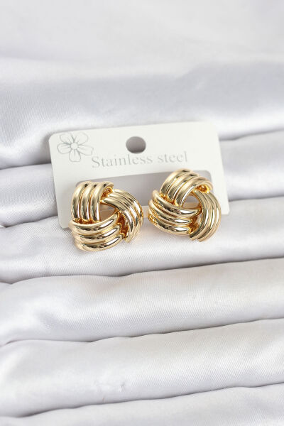 316L Çelik Gold Renk Sarmal Model Kadın Küpe - Lisinya