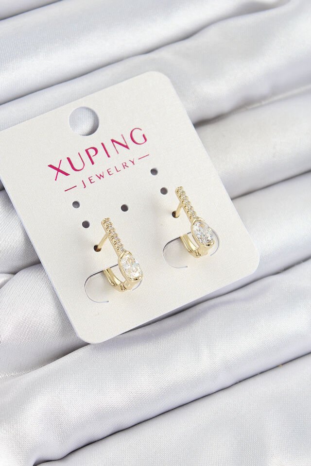 Xuping Zirkon Taşlı I Model Gold Renk Kadın Küpe - Lisinya