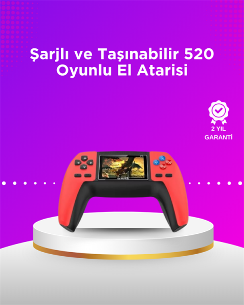 P5 Taşınabilir Retro Konsol – 520 Oyun, Ergonomik Tasarım, Nostaljik Eğlence