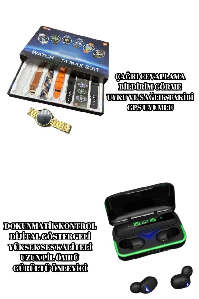 Powerbank Bluetooth Kulaklık Ve Akıllı Saat 7 Kordonlu Metal Kordon Plastik Kordon - Lisinya