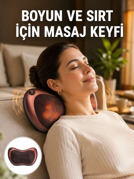 Isıtma Özellikli Derin Yoğurma Masaj Yastığı Priz & Çakmak Girişli Yeni Nesil - Lisinya