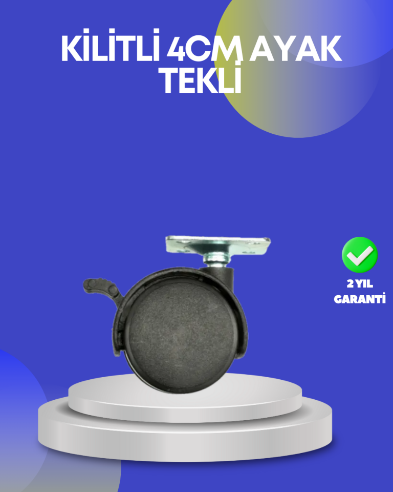 Dolap ve Raflar İçin 4 cm Kilitli Tekerlek Tekli - Lisinya