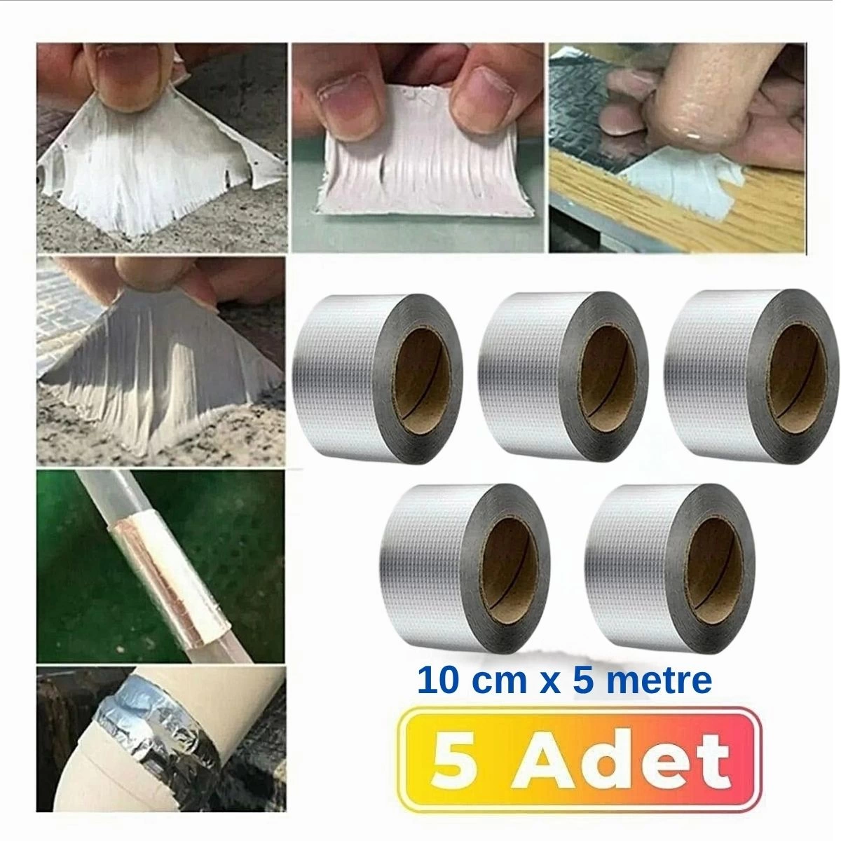 5 li Su Geçirmez Çatlak Bandı 10cm 5m Yüksek Sıcaklık Dayanıklı Çatı Boru Duvar Onarım Çamur Bant ( Lisinya )