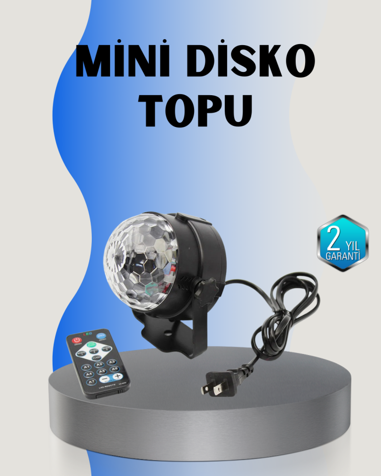 YamanHobi RGB Disko Küresi 7 Işık Modlu Taşınabilir Parti Işığı