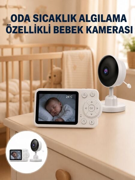 Sıcaklık Sensörlü Güvenli Bebek Kamerası İki Yönlü Ses Yeni Nesil - Lisinya