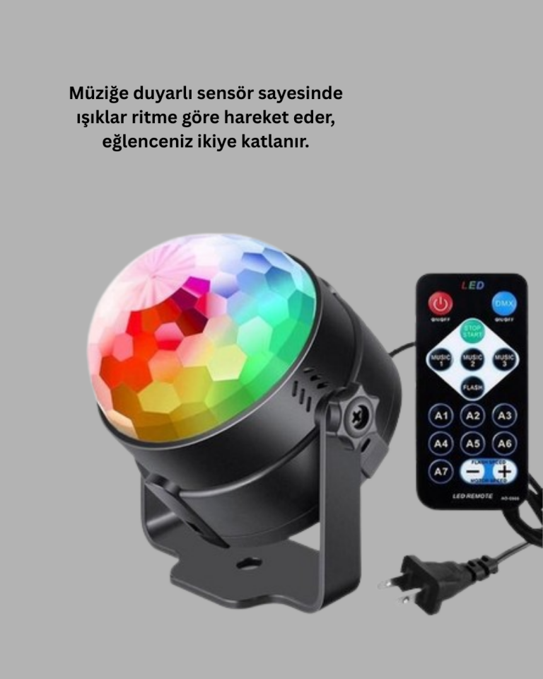 3 Renk 7 Mod Döner Disko Topu Işık - Lisinya