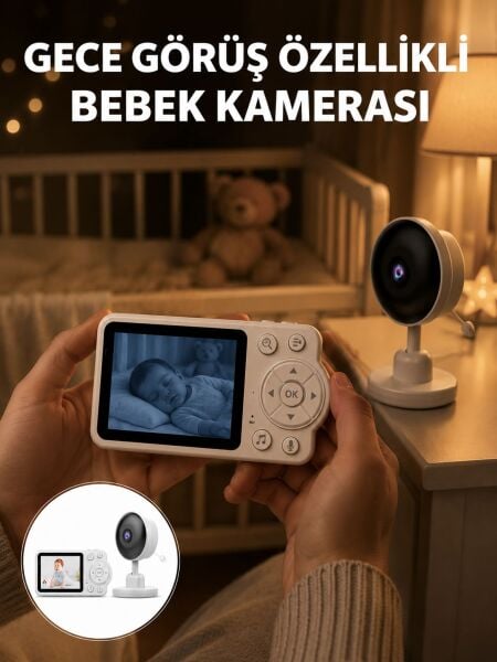 Gece Görüşlü Kablosuz Bebek Monitörü Ağlama ve Hareket Algılama Yeni Nesil - Lisinya