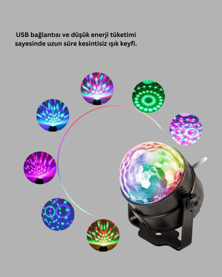 Müzik Sensörlü Renkli LED Parti Işığı - Lisinya