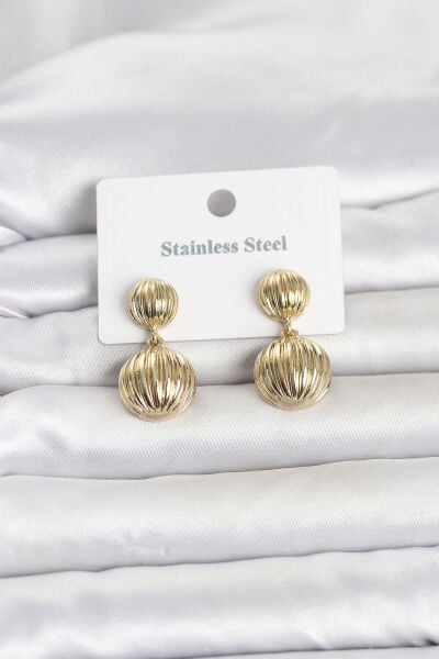 316L Çelik Gold Renk Vintage Model Kadın Küpe - Lisinya
