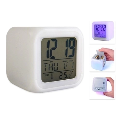 Renk Değiştiren Dijital Alarm Küp Saat ( Lisinya )