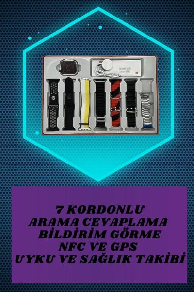 Yeni Nesil Akıllı Saat ve Bluetooth Kulaklık Kampanyası Dokunmatik Kare 7 Kordonlu