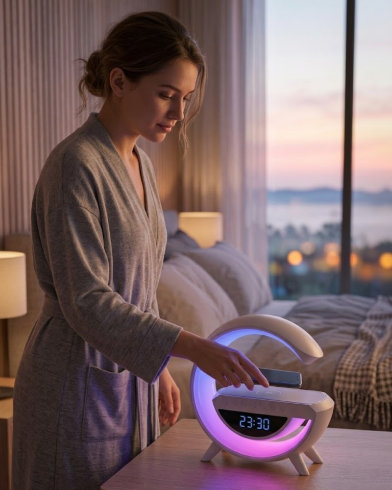 Çok Fonksiyonlu Kablosuz Şarjlı Saat Hoparlör RGB Işık ve Alarm Özellikli - Lisinya