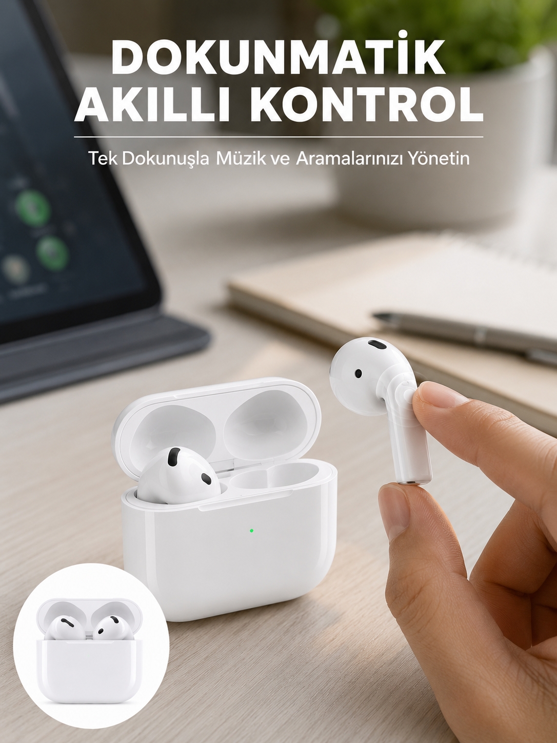 Kaliteli Ucuz İOS ve Android Uyumlu TWS Bluetooth Kulaklık ANC Özelliği Yeni Nesil - Lisinya
