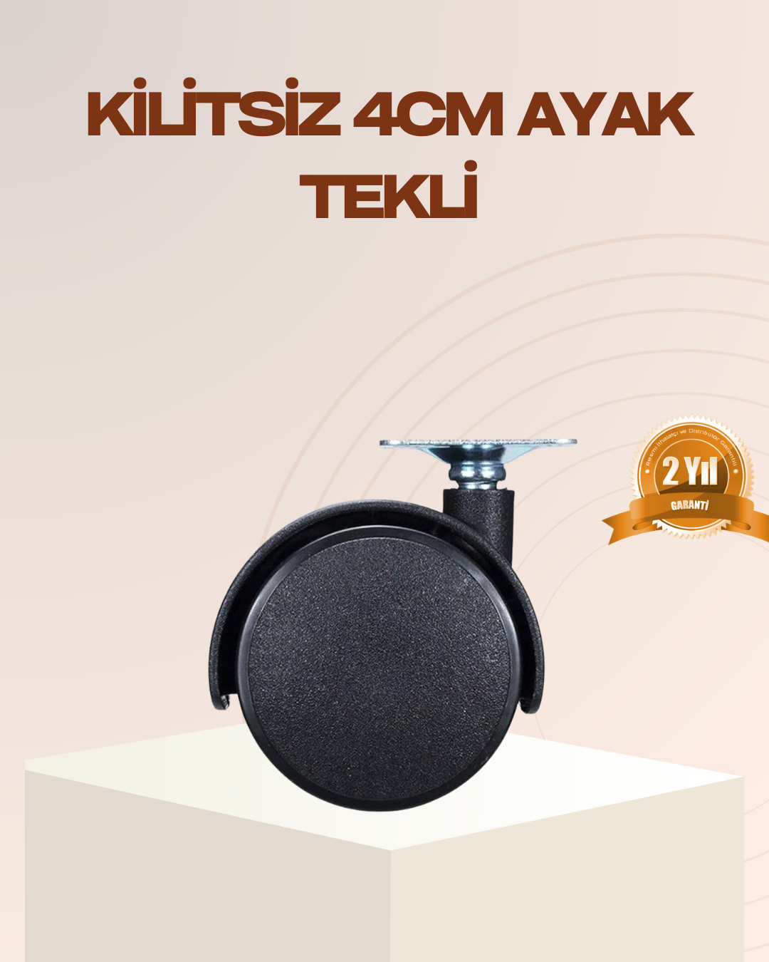 4 cm Kilitsiz Mobilya Ayağı Tekli Kolay Dönen Masa ve Sehpa Ayağı - Lisinya