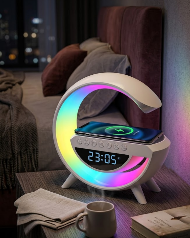 RGB Işıklı Kablosuz Şarjlı Bluetooth Hoparlör Saat ve Alarm Özellikli - Lisinya