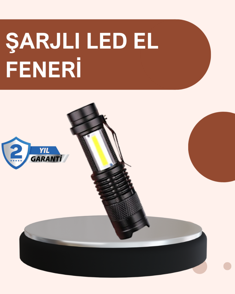 Alüminyum Gövdeli 2000 Lümen Güçlü LED El Feneri - Lisinya