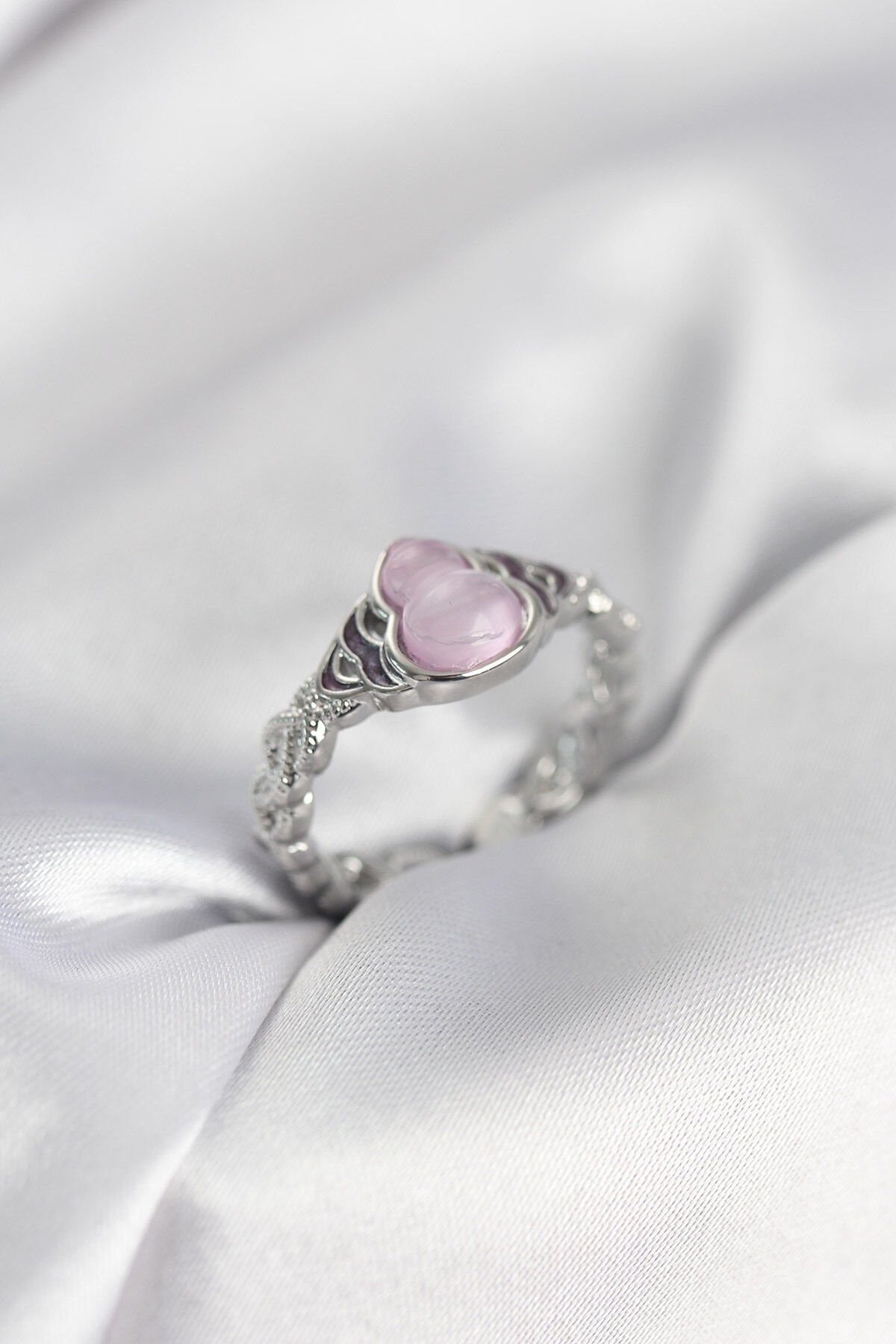 Gümüş Renk Pembe Damla Model Kadın Yüzük - Lisinya