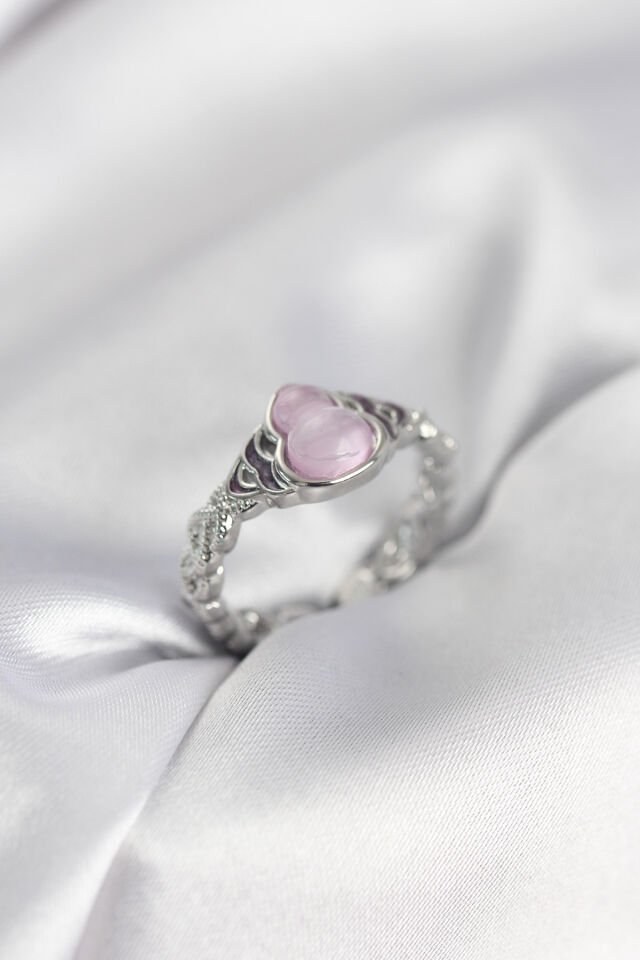 Gümüş Renk Pembe Damla Model Kadın Yüzük - Lisinya