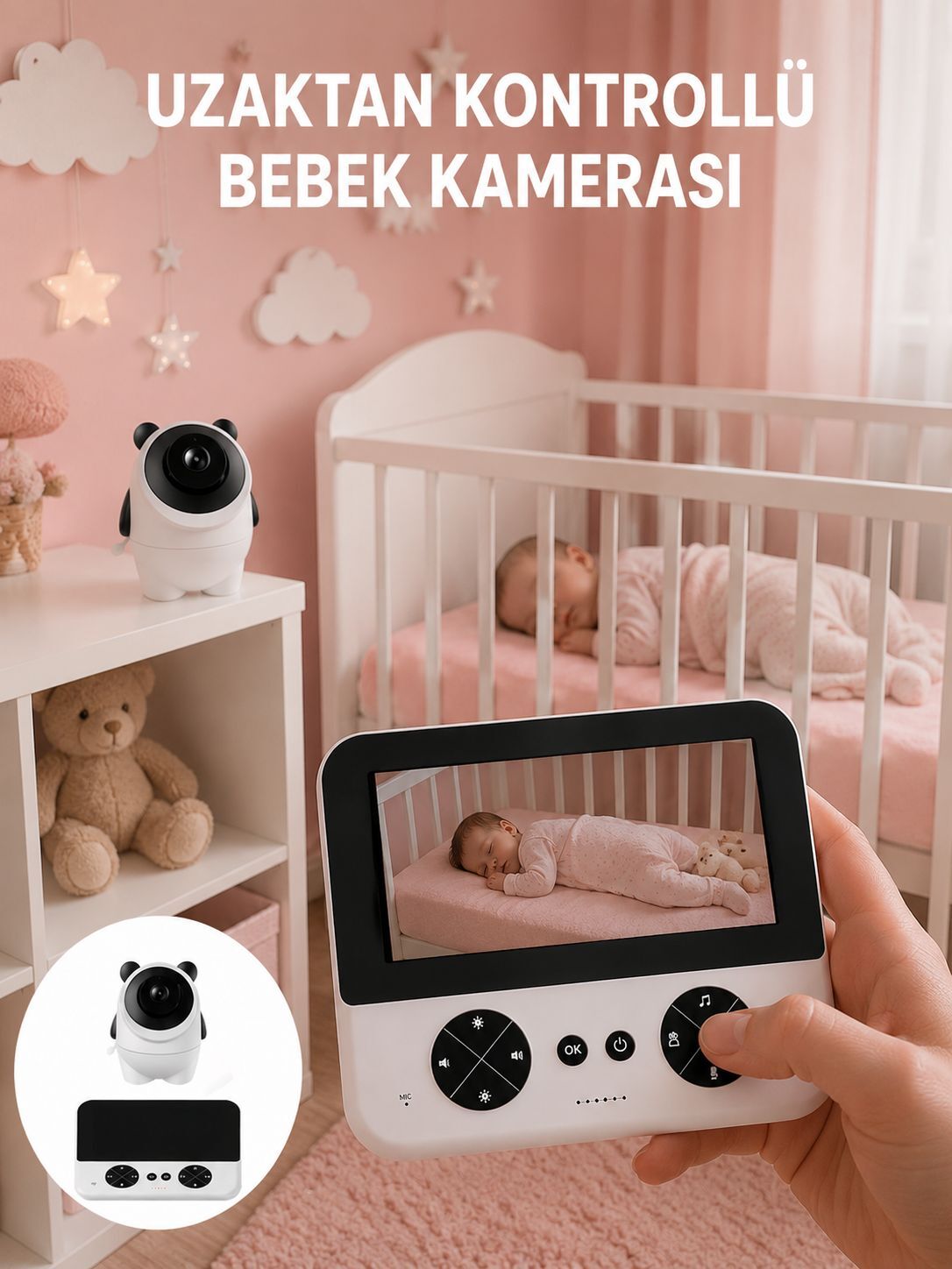 Geniş Ekranlı Bebek Monitörü Ağlama Algılama Özellikli Yeni Nesil - Lisinya