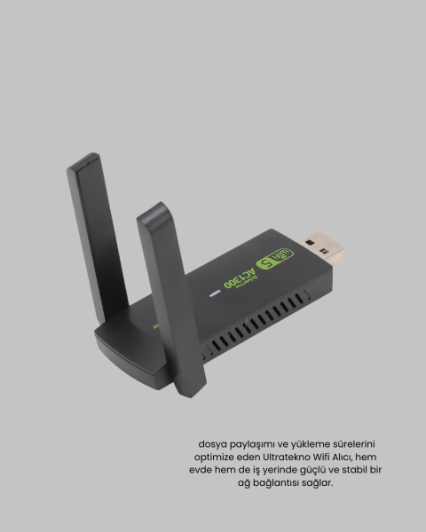 1200 Mbps Dual Band WiFi Adaptör – 5.8G & 2.4G Çift Antenli